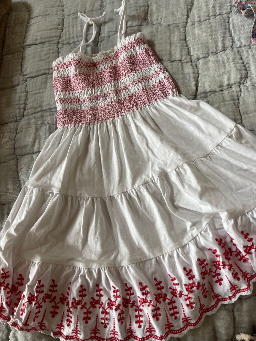 Polo by Ralph Lauren White Dress with Red Embroidery